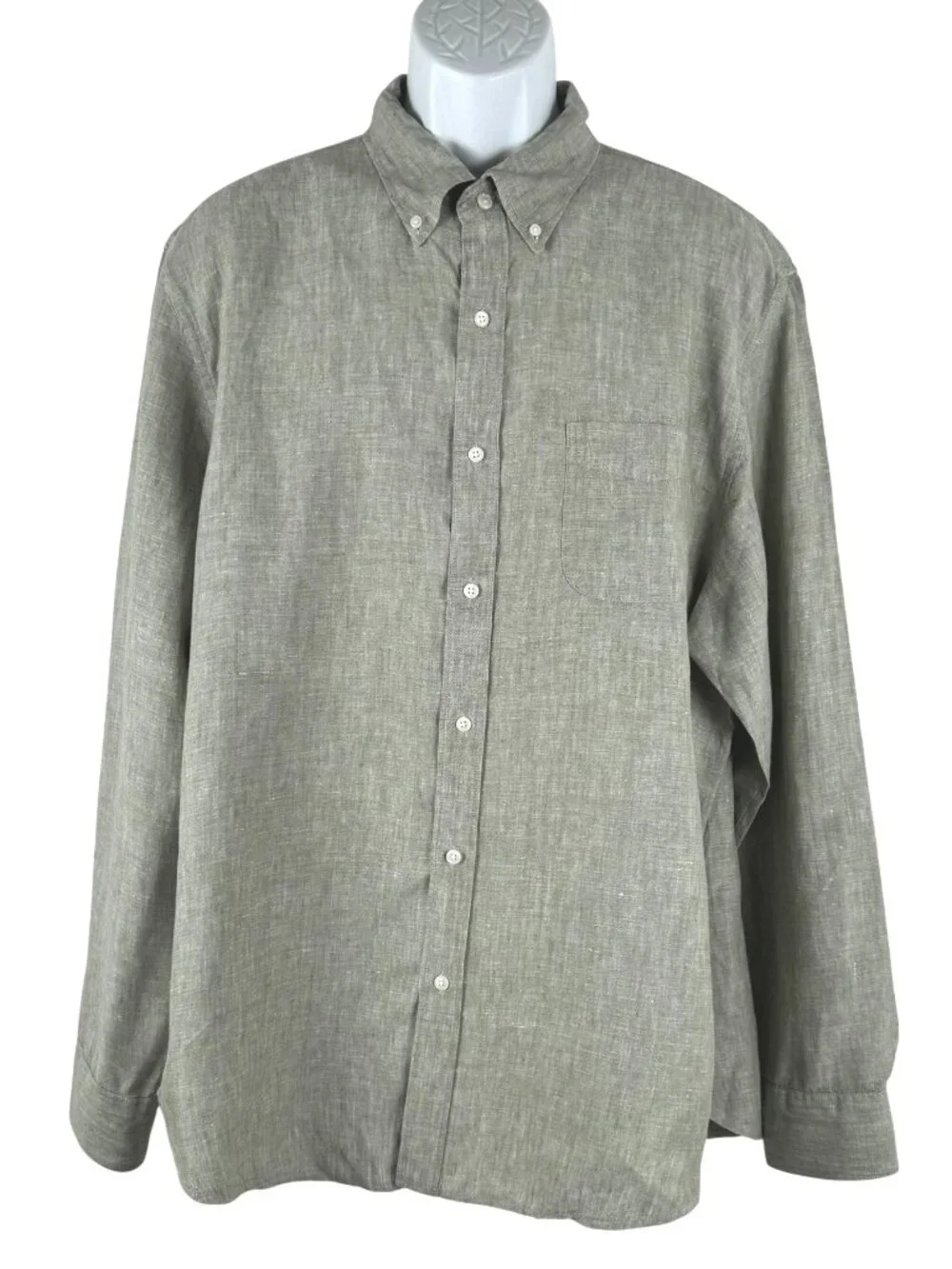 J. Crew Baird McNutt Irish Linen Shirt Mens XL Green Long Sleeve TP-4061
